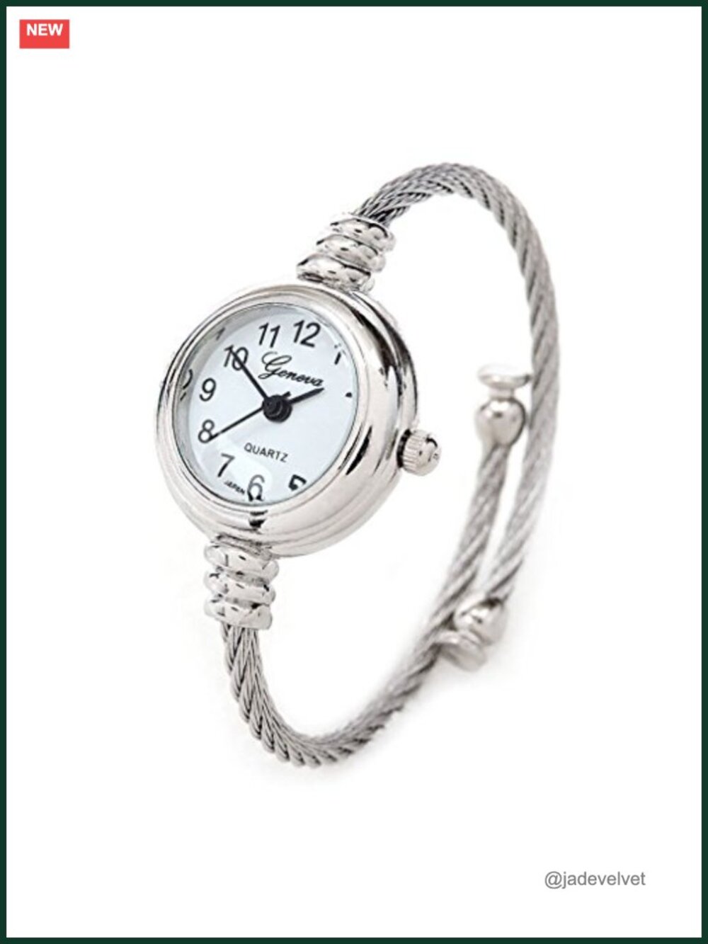 Geneva Silver Cable Band Bangle Watch Japan Quartz Small Wrists Minimalist